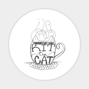 Kitty Cat - Tea Lover Lettering Art - Visual Pun - Mug - Pale Green Magnet